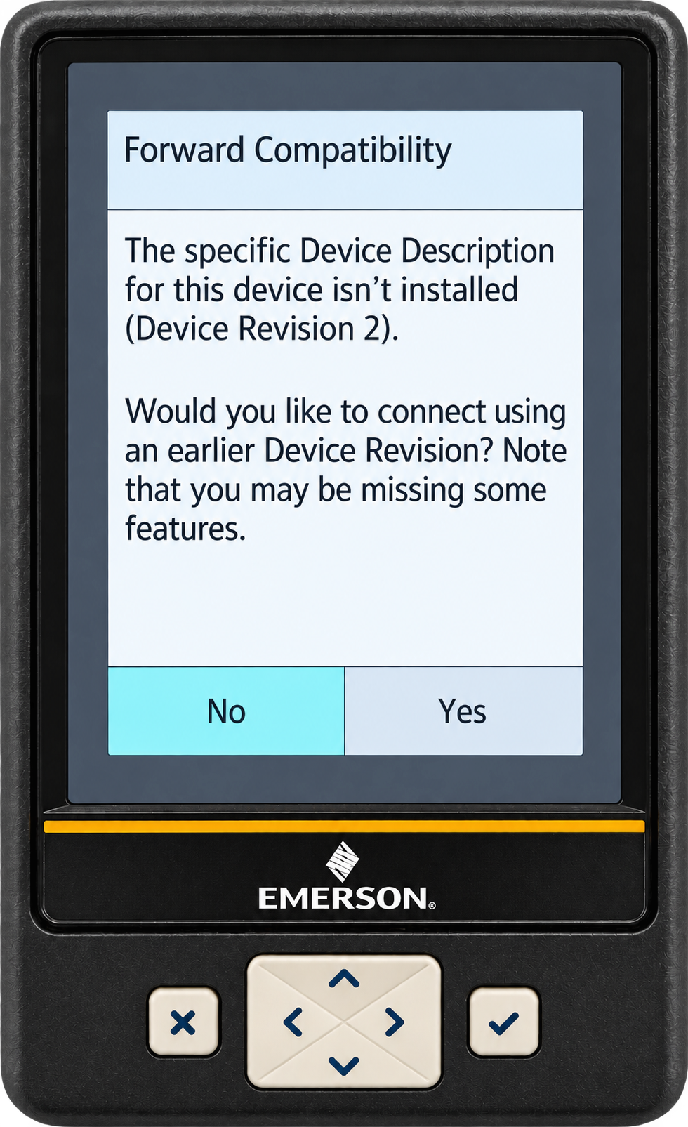 AMS Trex warning that the device description for Device Revision 2 is not installed